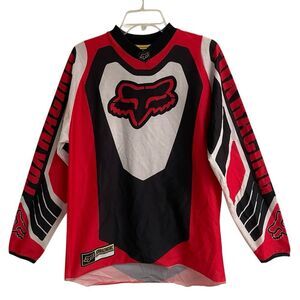 Vintage Fox Racing Motocross Jersey Men’s M Y2K Long Sleeve red white black
